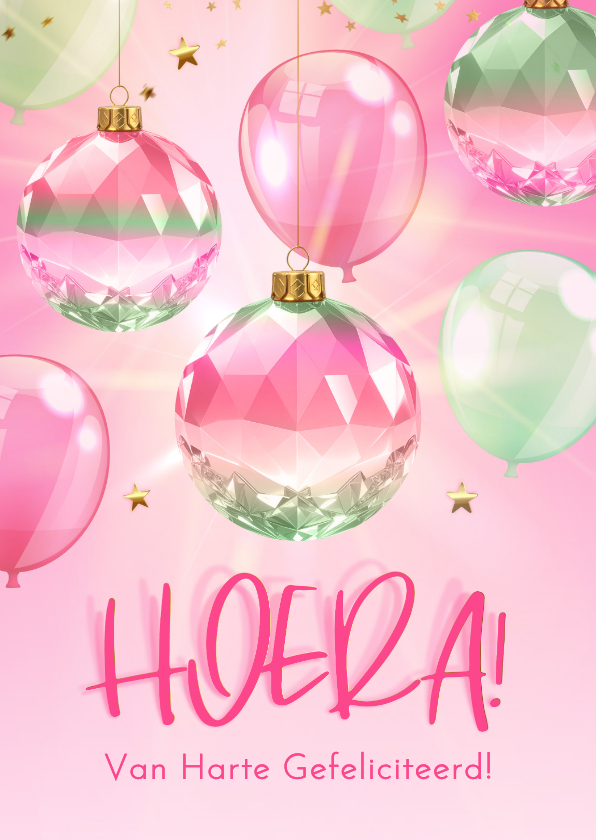 Verjaardagskaarten -  Sprankelende verjaardagskaart met kristallen ornamenten