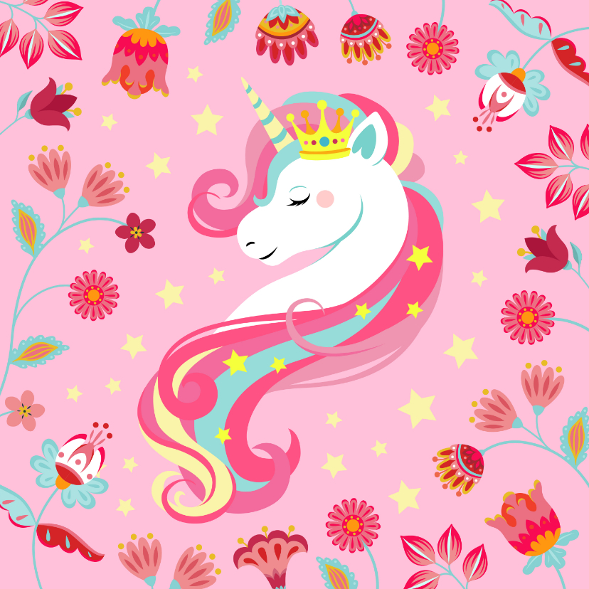 Verjaardagskaarten - Stijlvolle en kleurrijke verjaardagskaart met unicorn 
