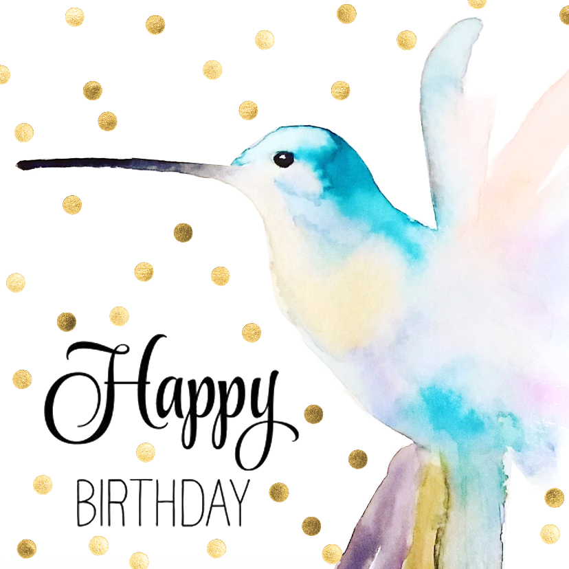 Stijlvolle verjaardagskaart hummingbird met confetti - Verjaardagskaarten Verjaardagskaarten - Stijlvolle verjaardagskaart hummingbird met confetti