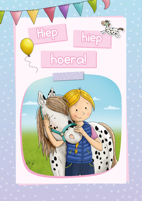 Verjaardagskaarten - Stip de Pony Hiep, hiep, hoera!