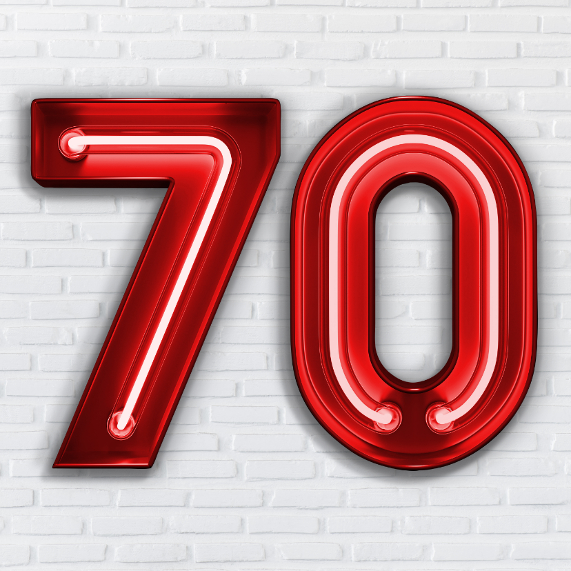 Stoere industriële felicitatie 70 jaar met rode neon cijfers - Verjaardagskaarten Verjaardagskaarten - Stoere industriële felicitatie 70 jaar met rode neon cijfers
