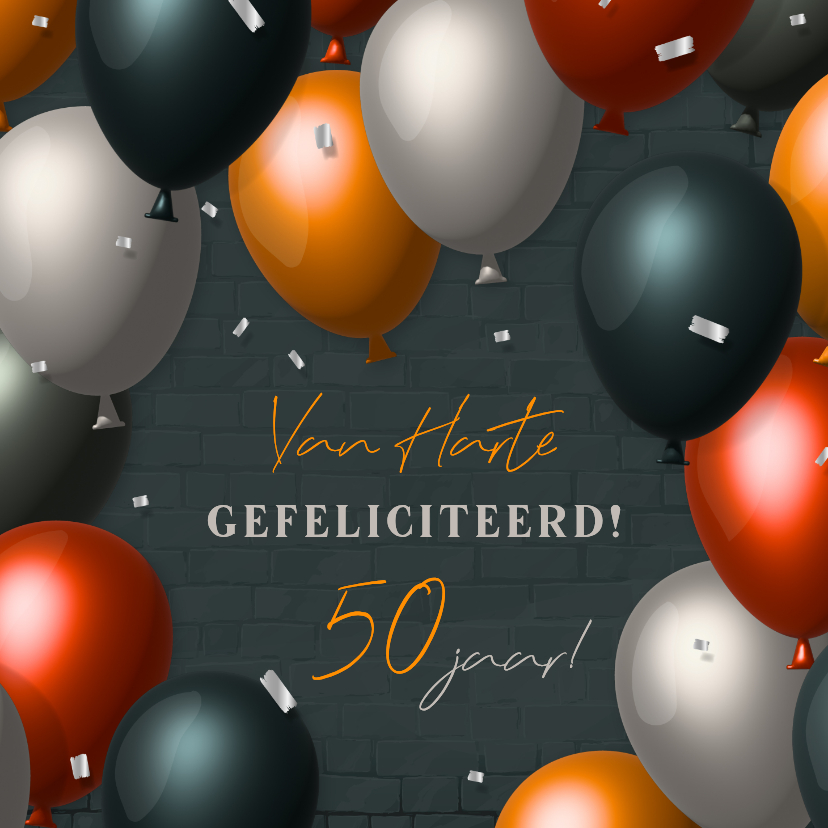 Stoere verjaardagskaart 3d ballonnen en zilveren confetti - Verjaardagskaarten Verjaardagskaarten - Stoere verjaardagskaart 3d ballonnen en zilveren confetti