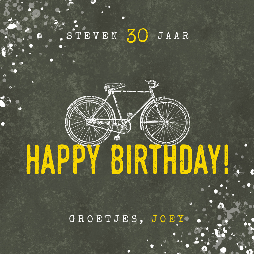 rechtdoor visie aardolie Stoere verjaardagskaart happy birthday fiets en | Kaartje2go