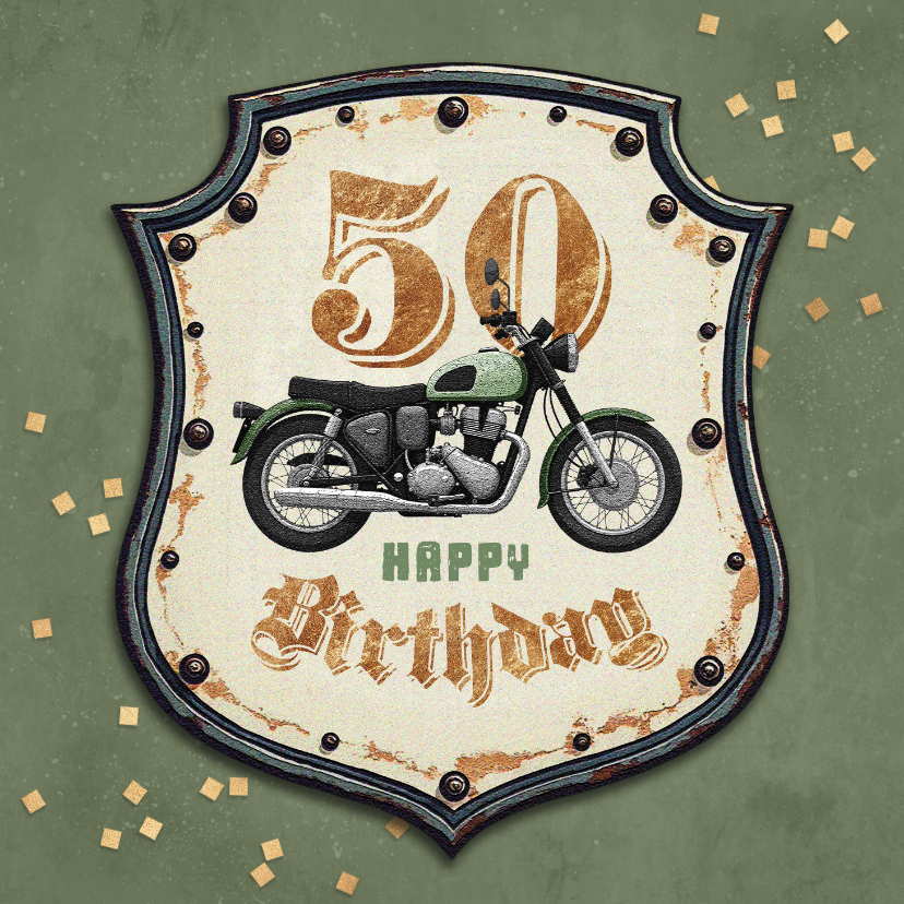 Stoere verjaardagskaart vintage motor sign 50 jaar - Verjaardagskaarten Verjaardagskaarten - Stoere verjaardagskaart vintage motor sign 50 jaar
