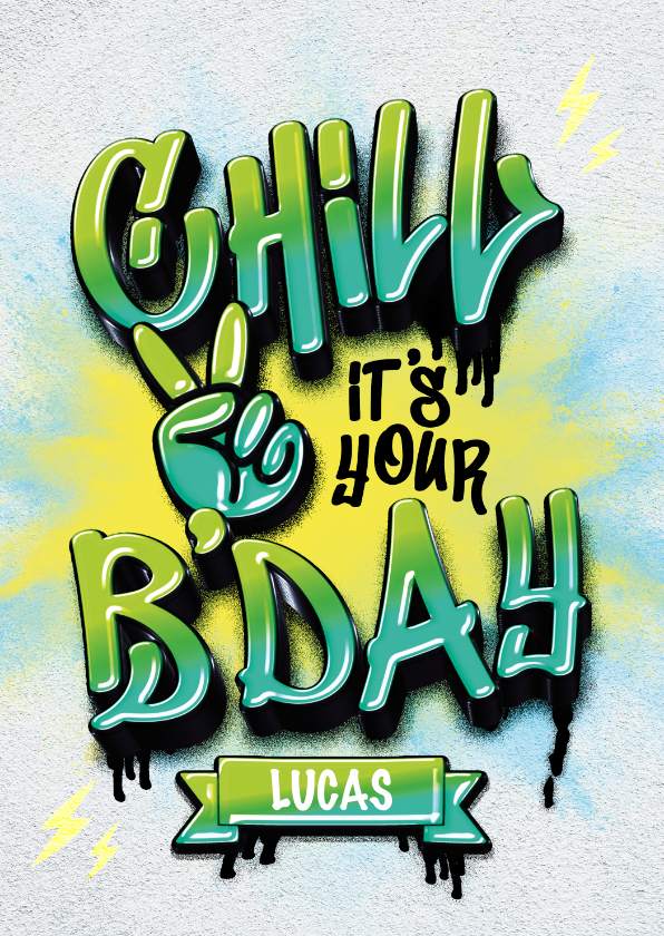 Verjaardagskaarten - Stoere verjaardagskaart voor een jongen graffiti