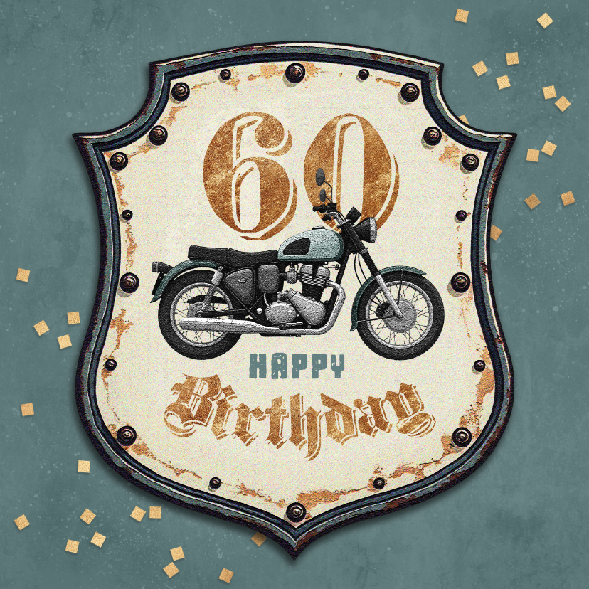 Stoere vintage verjaardagskaart motor sign 60 jaar - Verjaardagskaarten Verjaardagskaarten - Stoere vintage verjaardagskaart motor sign 60 jaar