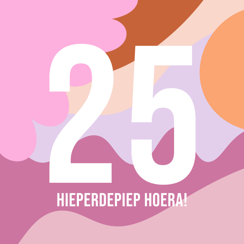Verjaardagskaarten - Trendy hippe verjaardagskaart met grote leeftijd in roze 