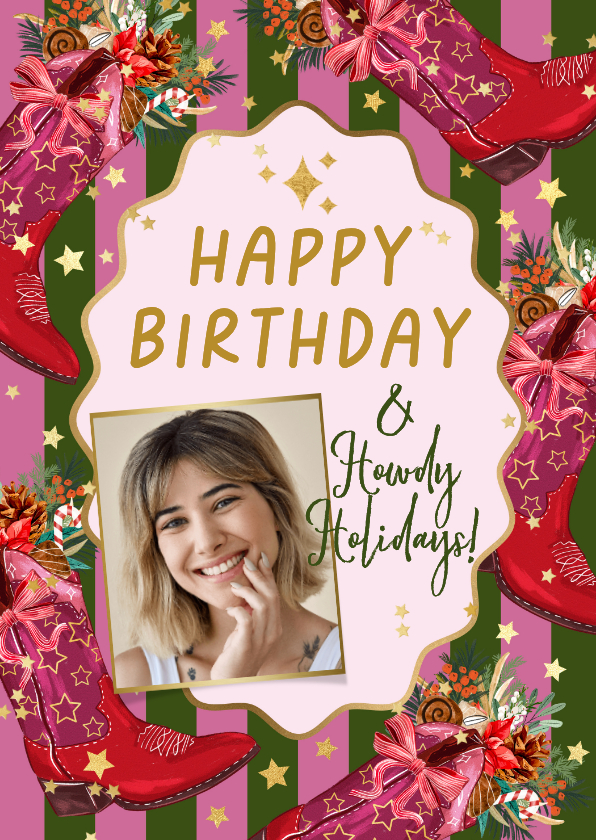 Trendy verjaardagskaart howdy holidays cowboyboot ster goud - Verjaardagskaarten Verjaardagskaarten - Trendy verjaardagskaart howdy holidays cowboyboot ster goud