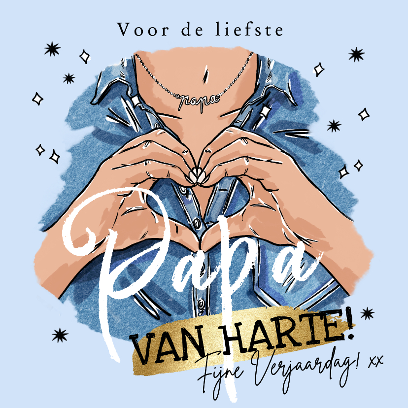 Verjaardagskaarten - Trendy verjaardagskaart papa van harte illustratie hart