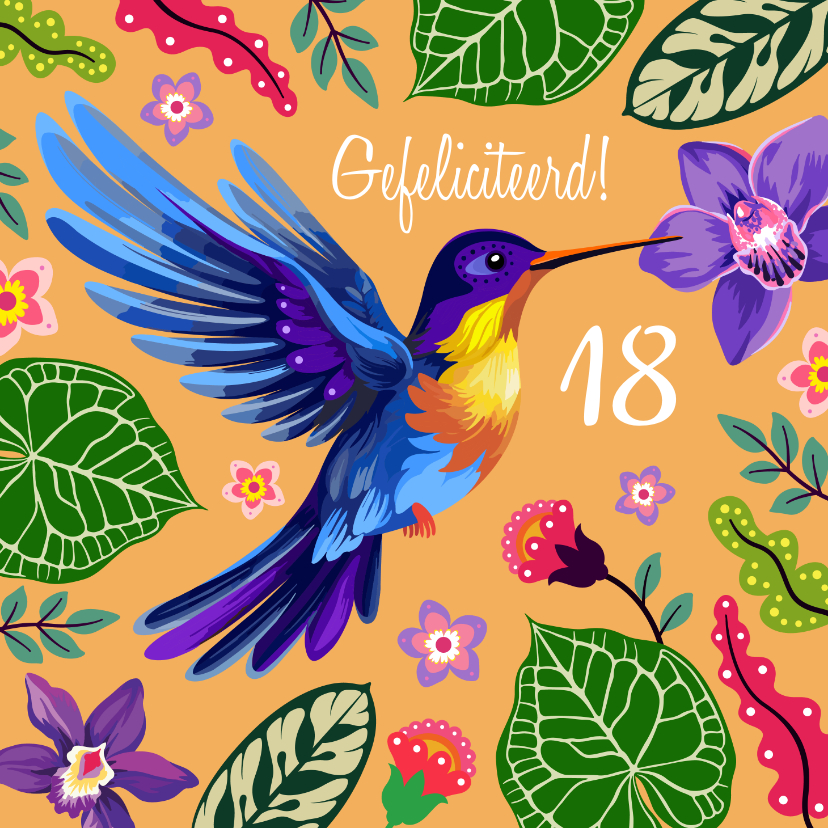 Verjaardagskaarten - Tropische kolibrie verjaardagskaart