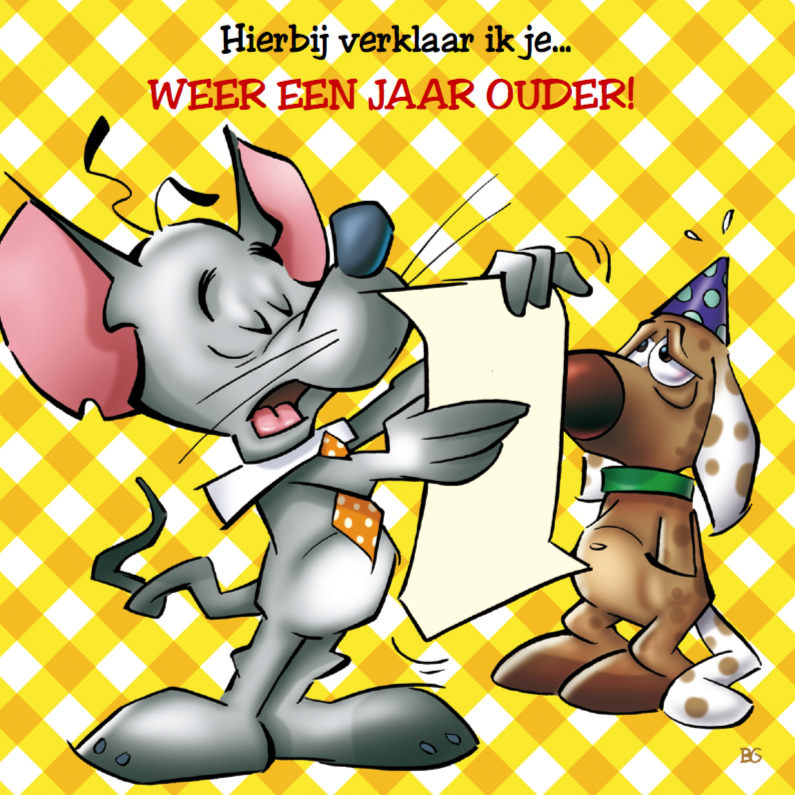 Verjaardag 17 muis en hond - Verjaardagskaarten Verjaardagskaarten - Verjaardag 17 muis en hond