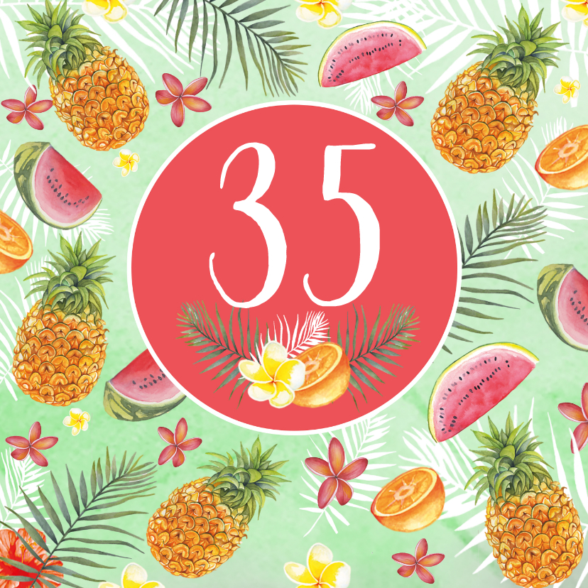 Verjaardag ananas bloemen - Verjaardagskaarten Verjaardagskaarten - Verjaardag ananas bloemen