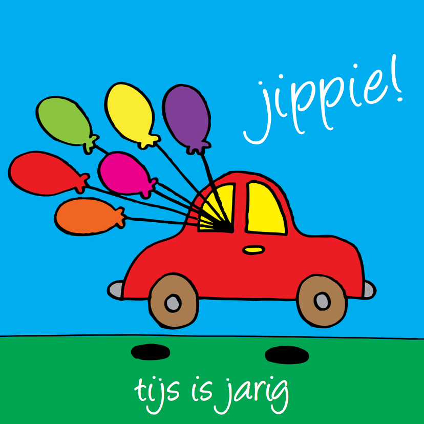 verjaardag - auto met ballonnen - Verjaardagskaarten Verjaardagskaarten - verjaardag - auto met ballonnen