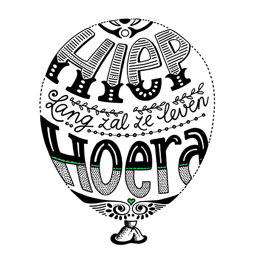 Verjaardag - Ballon wit EM - Verjaardagskaarten Verjaardagskaarten - Verjaardag - Ballon wit EM