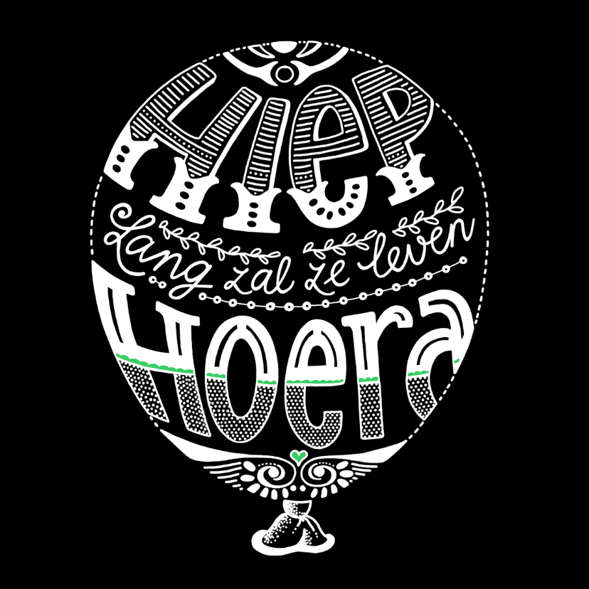 Verjaardag - Ballon zwart EM - Verjaardagskaarten Verjaardagskaarten - Verjaardag - Ballon zwart EM