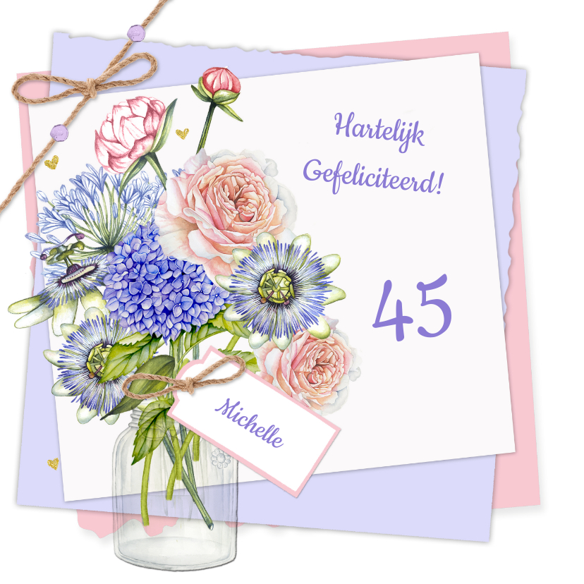 Verjaardag bloemen vaas - Verjaardagskaarten Verjaardagskaarten - Verjaardag bloemen vaas