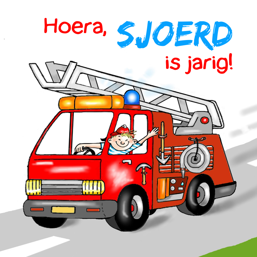 Verjaardagskaarten - Verjaardag-brandweer jongetje