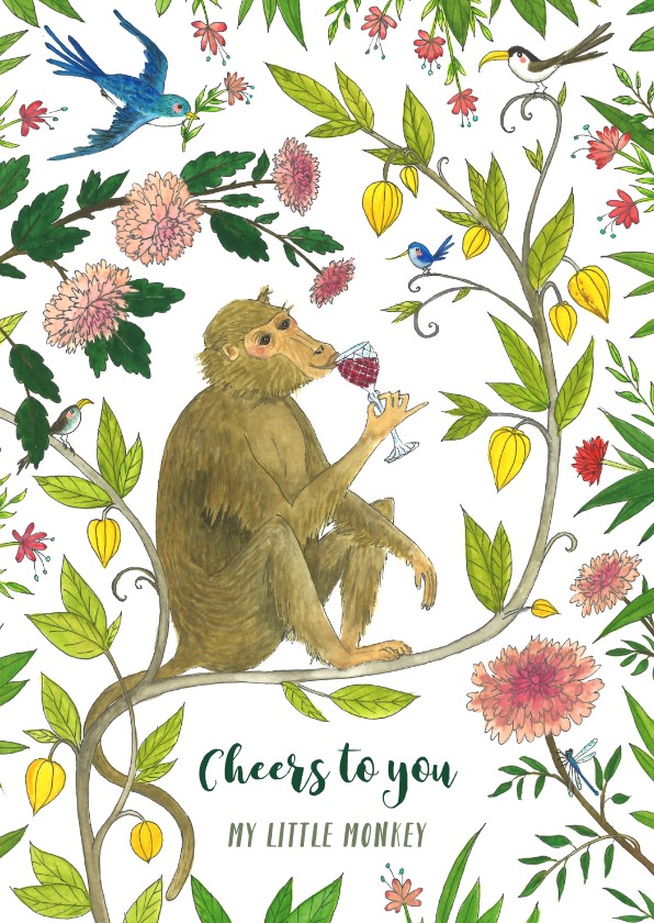 Verjaardag Cheers to you my little monkey - Verjaardagskaarten Verjaardagskaarten - Verjaardag Cheers to you my little monkey