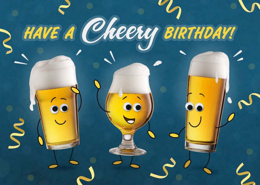 Verjaardagskaarten - Verjaardag cheery birthday beers