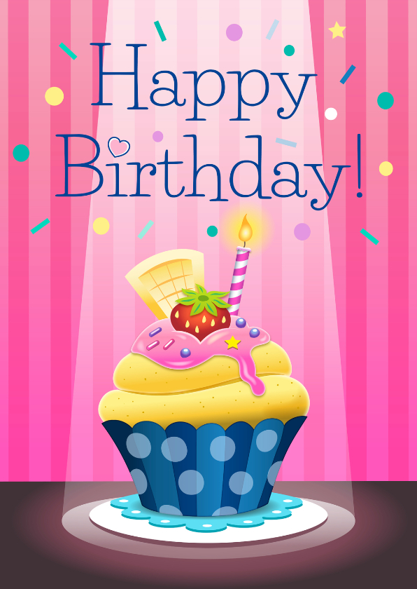 Verjaardag cupcake - tw - Verjaardagskaarten Verjaardagskaarten - Verjaardag cupcake - tw