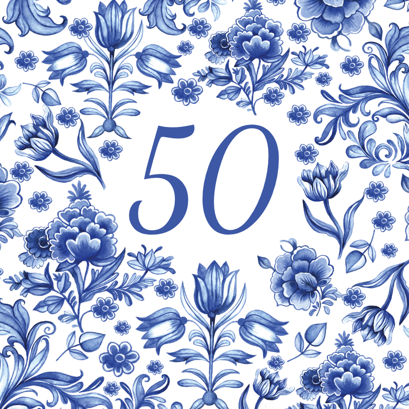 Verjaardag delfts blauw patroon - Verjaardagskaarten Verjaardagskaarten - Verjaardag delfts blauw patroon