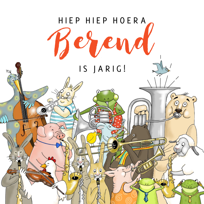 Verjaardagskaarten - Verjaardag - dierenorkest speelt voor de jarige