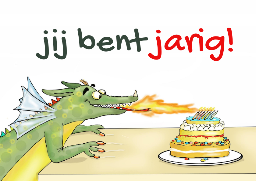 Verjaardagskaarten - Verjaardag - draak blaast de kaarsjes uit