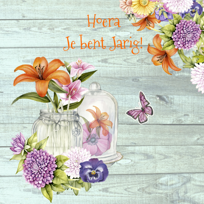 verjaardag gekleurde bloemen - Verjaardagskaarten Verjaardagskaarten - verjaardag gekleurde bloemen