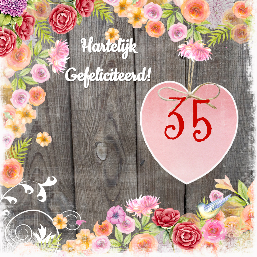 verjaardag hart bloemen - Verjaardagskaarten Verjaardagskaarten - verjaardag hart bloemen