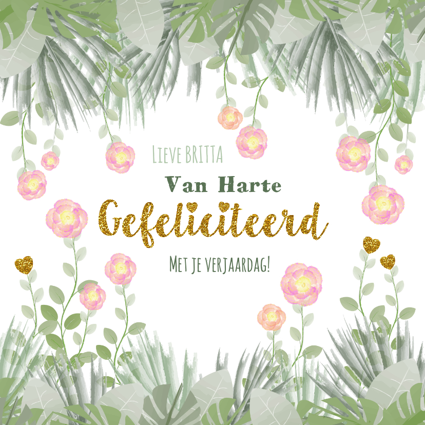 Verwonderend Verjaardag hippe kaart met bloemen en botanica | Kaartje2go PK-28