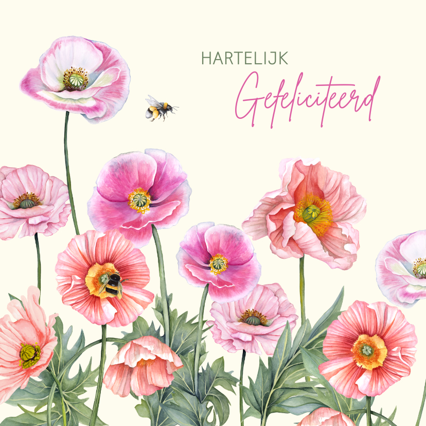 Verjaardag klaprozen bij - Verjaardagskaarten Verjaardagskaarten - Verjaardag klaprozen bij