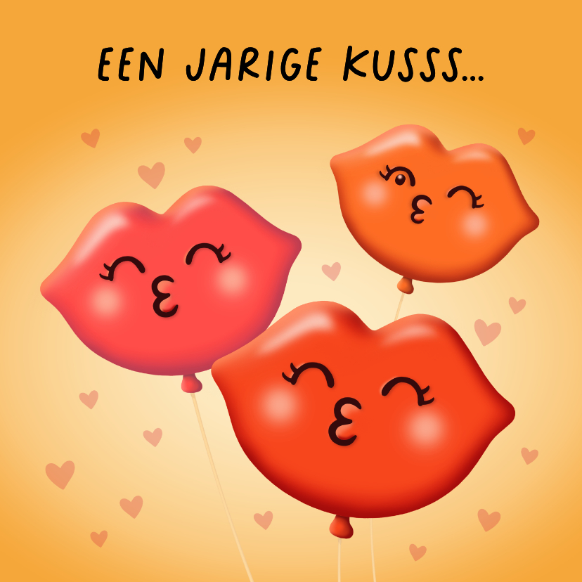 Verjaardagskaarten - Verjaardag kus ballonnen felicitatie