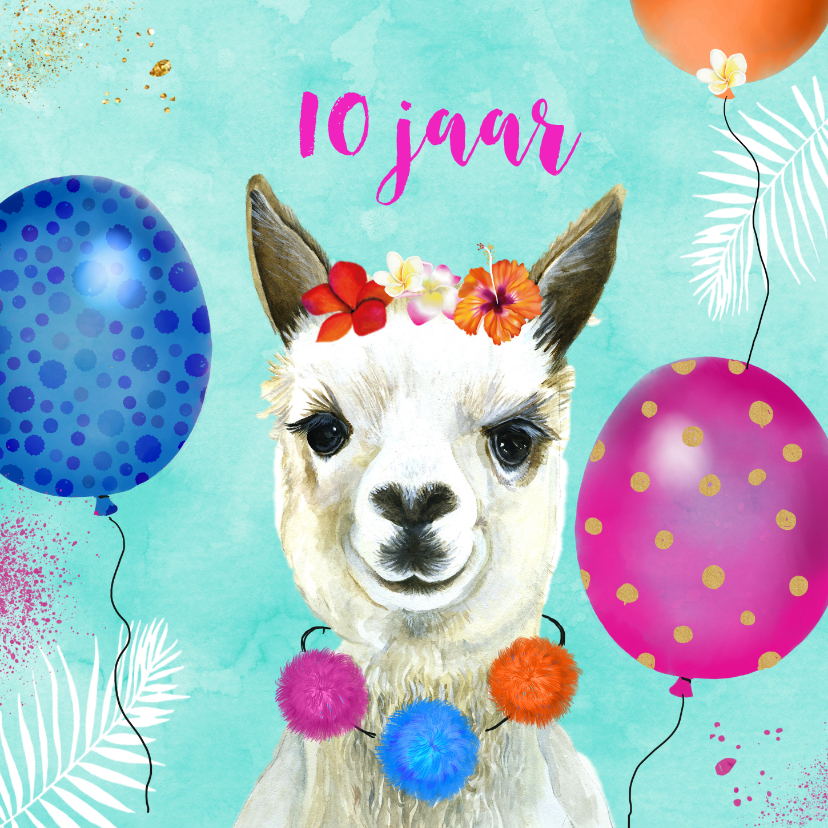 Verjaardag lama ballonnen - Verjaardagskaarten Verjaardagskaarten - Verjaardag lama ballonnen