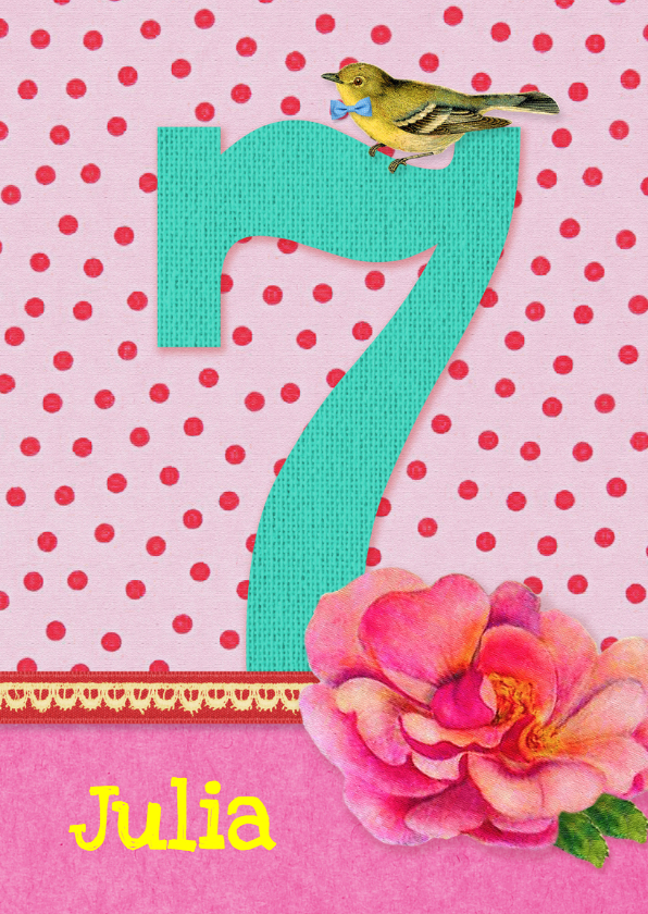 Verjaardag Meisje 7 roze - Verjaardagskaarten Verjaardagskaarten - Verjaardag Meisje 7 roze
