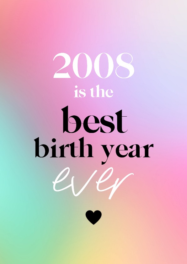 Verjaardagskaarten - Verjaardag nieuwsfeiten geboortejaar 2008