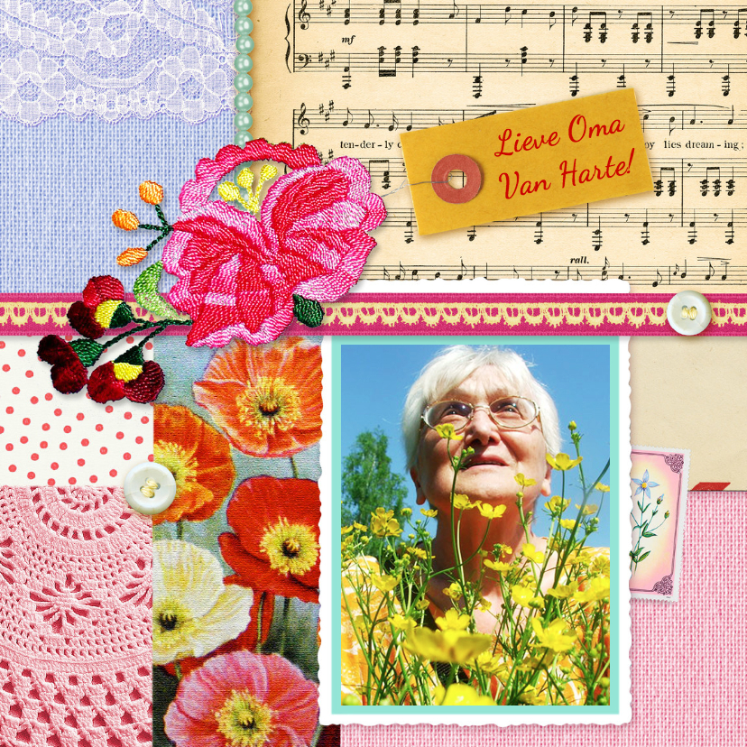 Verjaardag Oma bonte collage - Verjaardagskaarten Verjaardagskaarten - Verjaardag Oma bonte collage