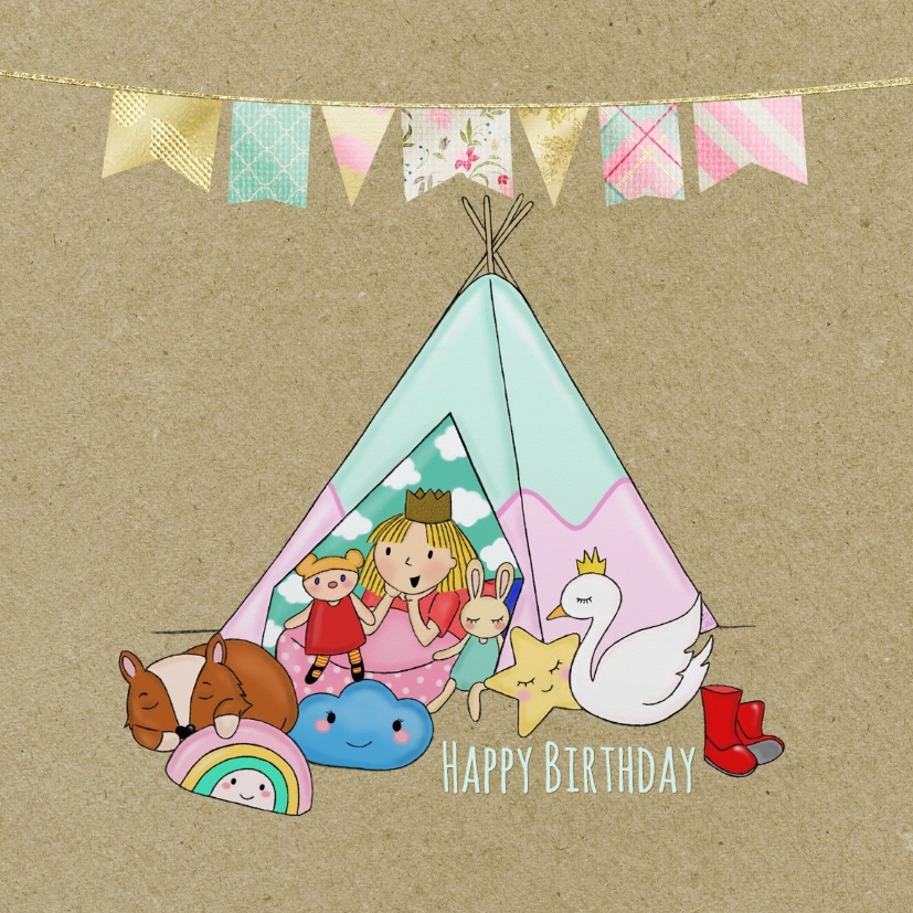 Verjaardag Pientje Tipi tentje - Verjaardagskaarten Verjaardagskaarten - Verjaardag Pientje Tipi tentje