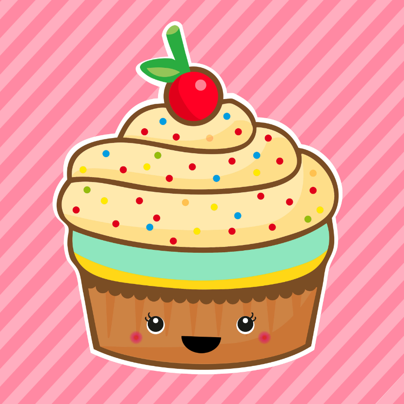 Verjaardag retro cupcake roze - Verjaardagskaarten Verjaardagskaarten - Verjaardag retro cupcake roze