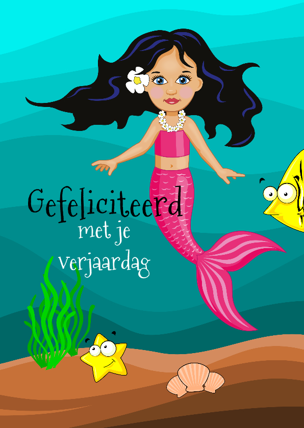 verjaardag roze zeemeermin - Verjaardagskaarten Verjaardagskaarten - verjaardag roze zeemeermin