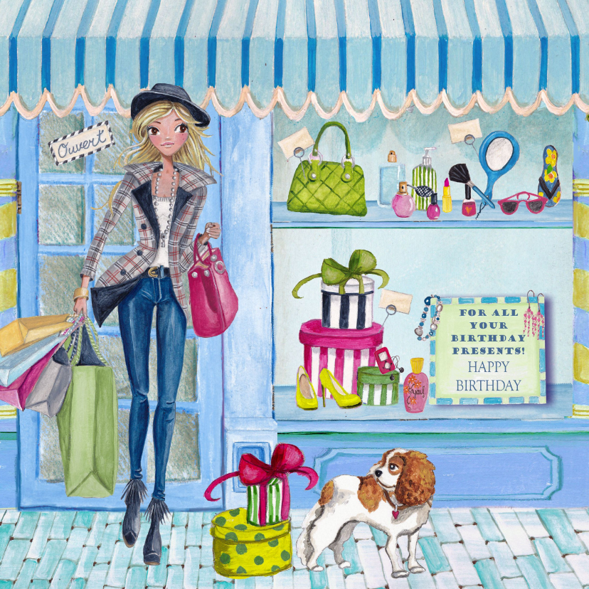 Verjaardag Shoppen Fashion Girl - Verjaardagskaarten Verjaardagskaarten - Verjaardag Shoppen Fashion Girl