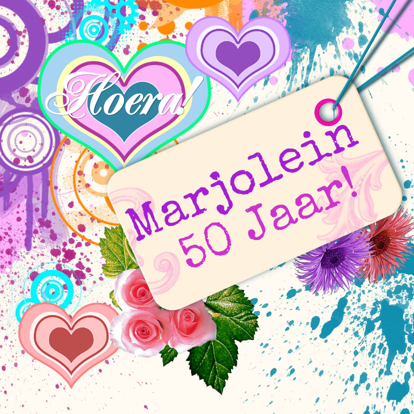verjaardag sier bloemen en harten - Verjaardagskaarten Verjaardagskaarten - verjaardag sier bloemen en harten