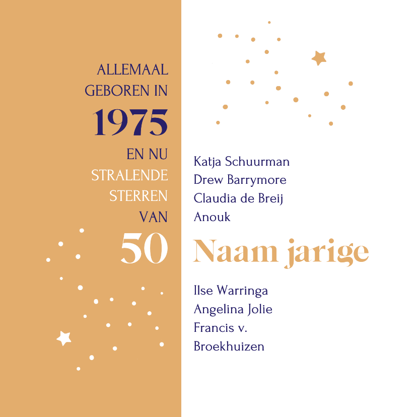 Verjaardag Sterren uit 1975 - Verjaardagskaarten Verjaardagskaarten - Verjaardag Sterren uit 1975