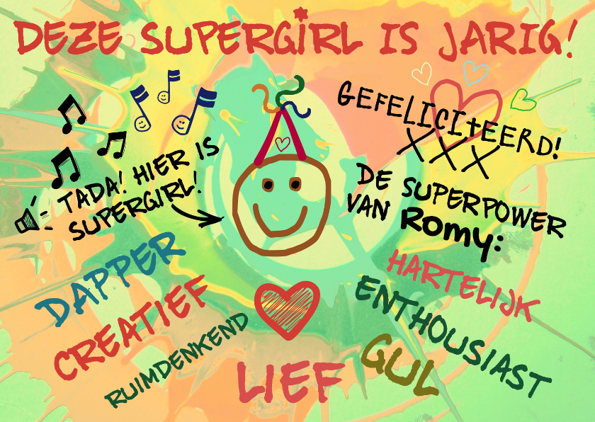 Verjaardag Supergirl Leeuw IW - Verjaardagskaarten Verjaardagskaarten - Verjaardag Supergirl Leeuw IW