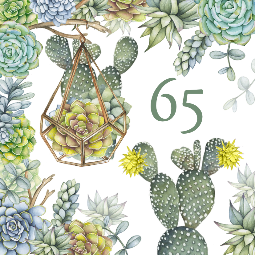 Verjaardagskaarten - Verjaardag vetplant cactus groen