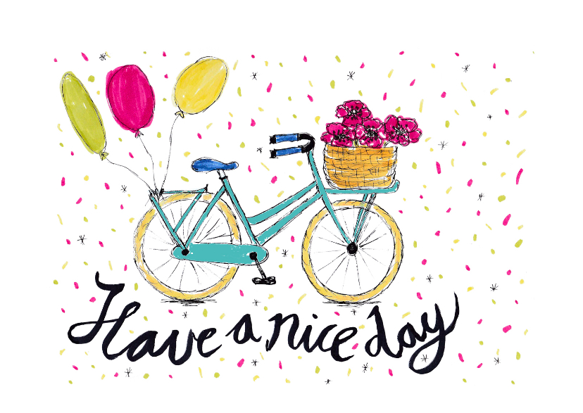 Verjaardag-vrolijke fiets-HR - Verjaardagskaarten Verjaardagskaarten - Verjaardag-vrolijke fiets-HR