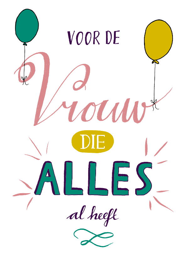 Verbazingwekkend Verjaardag vrouw handlettering wit | Kaartje2go WR-24