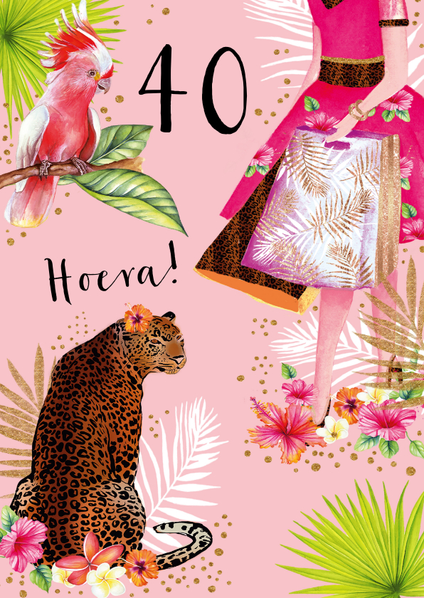 Verjaardagskaarten - Verjaardag vrouw met panter