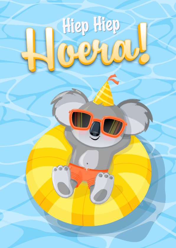 Verjaardagskaarten - Verjaardag zomers humor met koalabeer chillend op het water