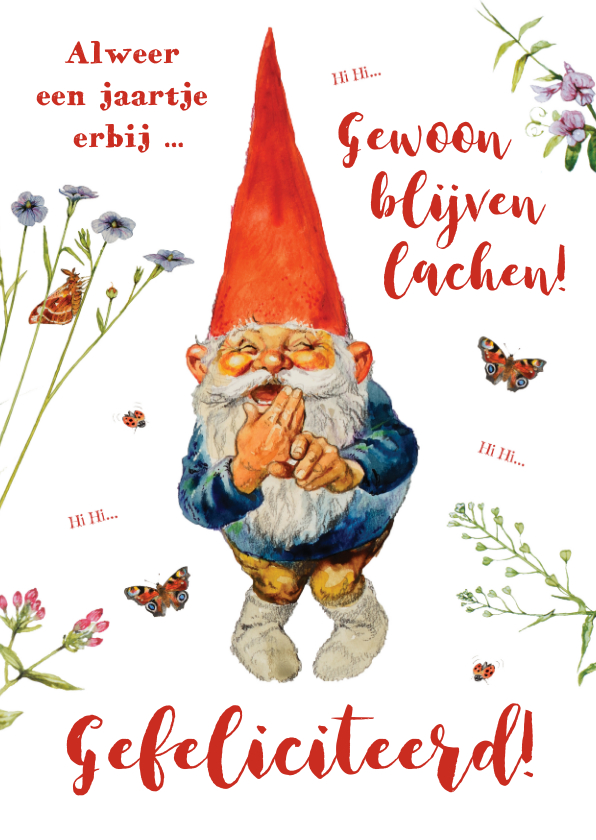 Verjaardagkaart Lachende kabouter - Verjaardagskaarten Verjaardagskaarten - Verjaardagkaart Lachende kabouter