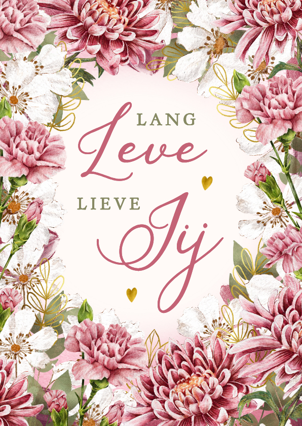 Verjaardagskaarten - Verjaardagkaart met bloemen voor de lieve jarige